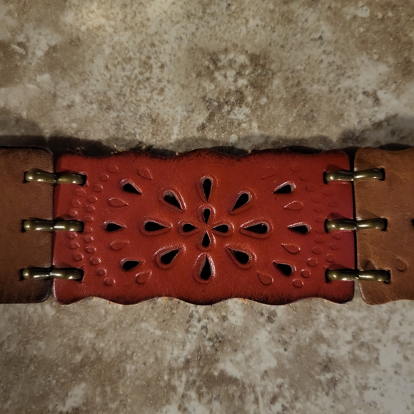 Fossil Women's M Leather Belt Floral Stations Multi Boho Southwestern Cowgirl - Picture 8 of 12